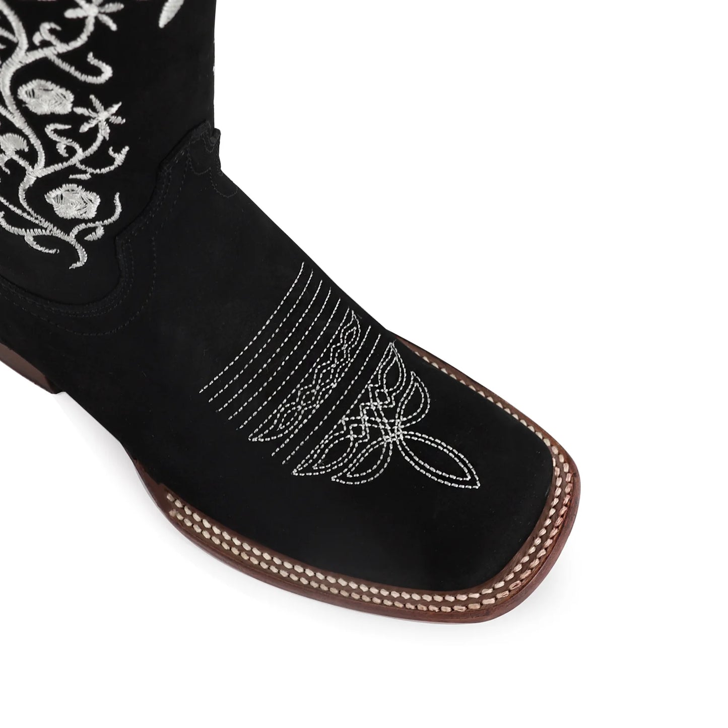 Oferta Bota vaquera para dama de piel modelo coqueta negro