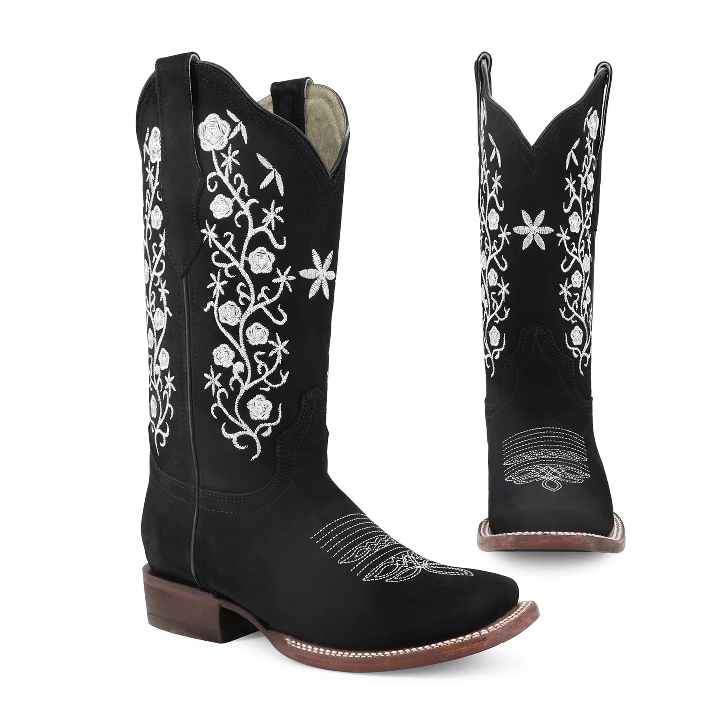 Oferta Bota vaquera para dama de piel modelo coqueta negro