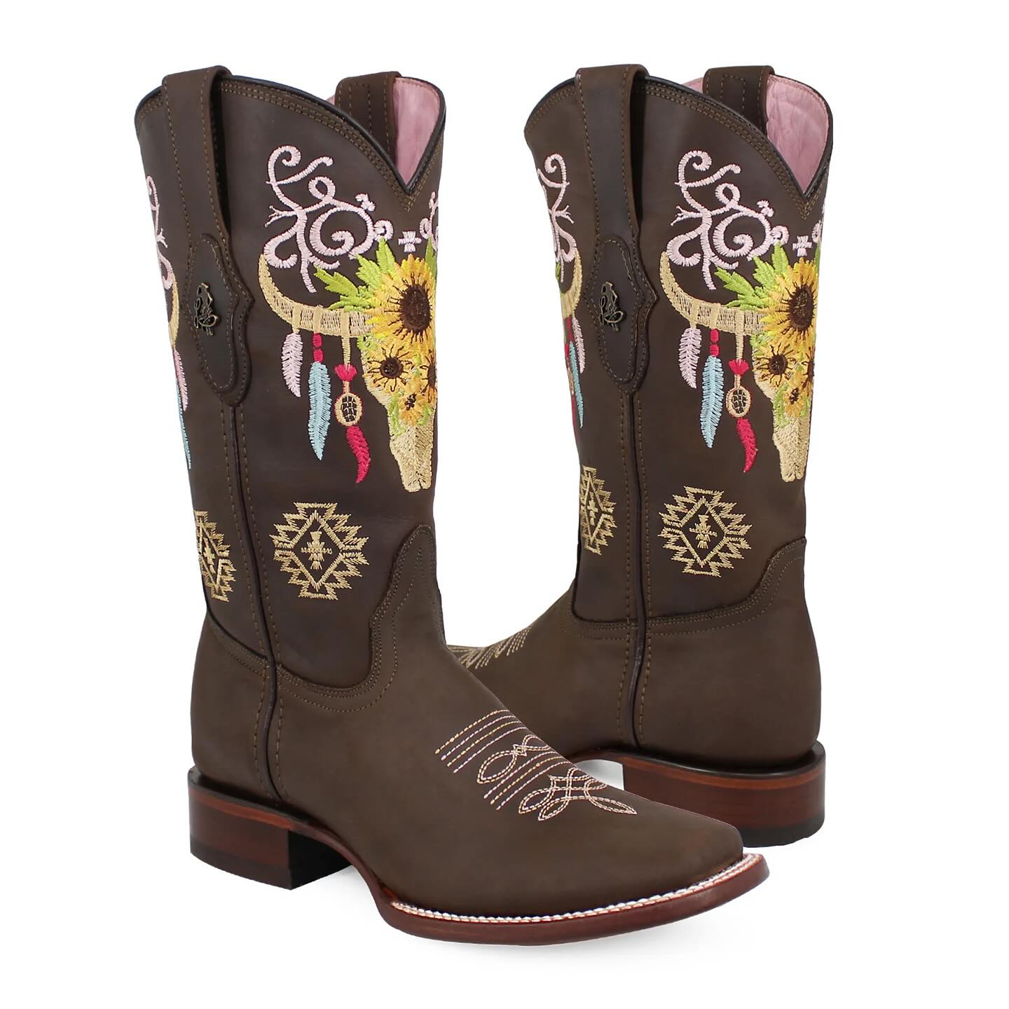 Bota vaquera para dama de piel modelo Altanera Choco