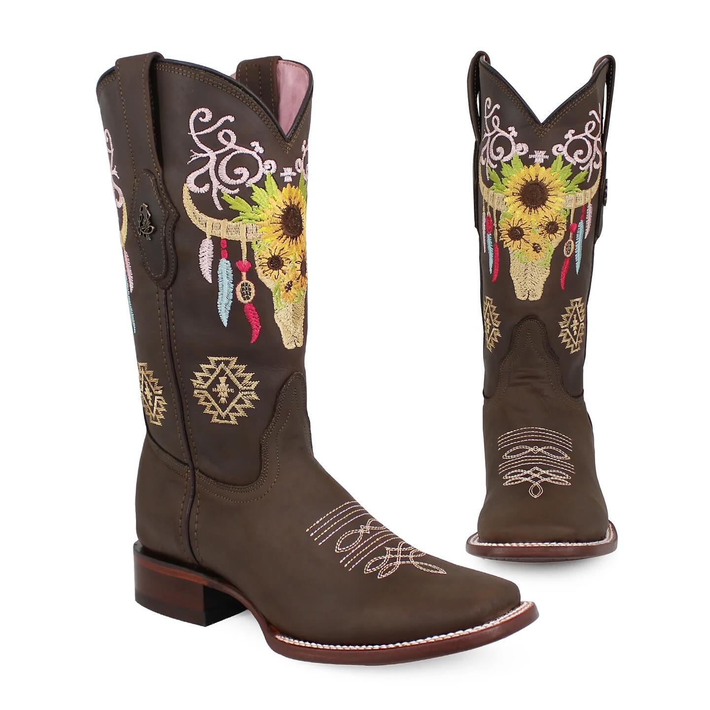 Bota vaquera para dama de piel modelo Altanera Choco