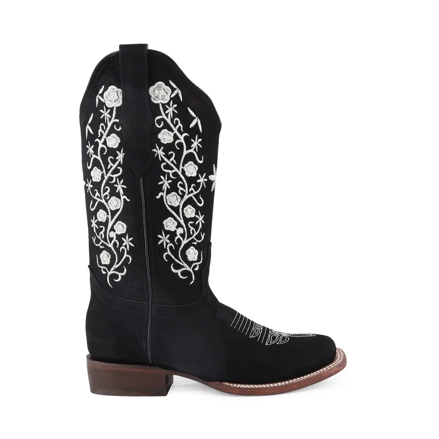 Oferta Bota vaquera para dama de piel modelo coqueta negro