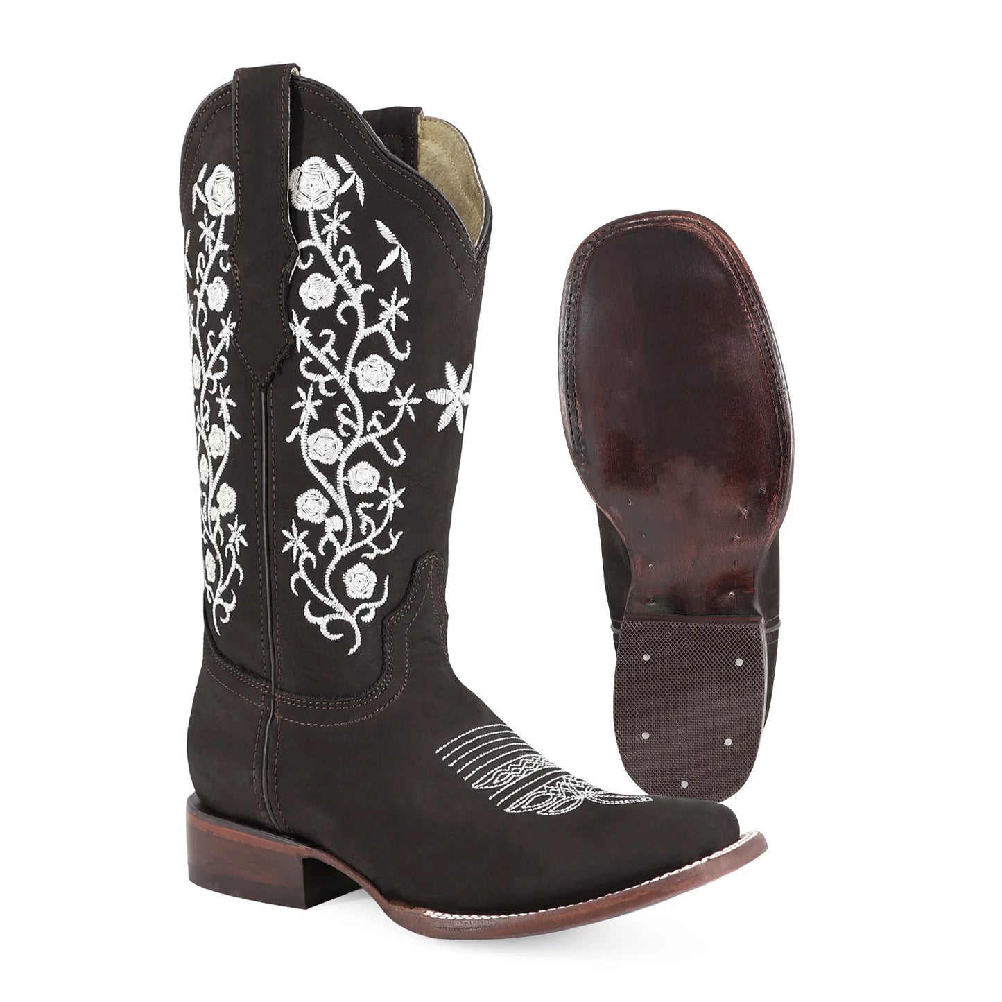 -%Oferta Bota vaquera para dama de piel modelo Coqueta chocolate