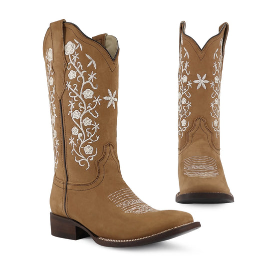 Oferta Bota vaquera para dama de piel modelo Coqueta miel