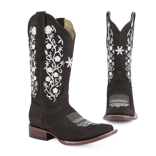 Oferta Bota vaquera para dama de piel modelo Coqueta chocolate