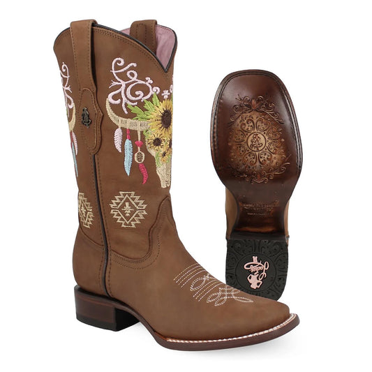 Bota vaquera para dama de piel modelo Altanera miel